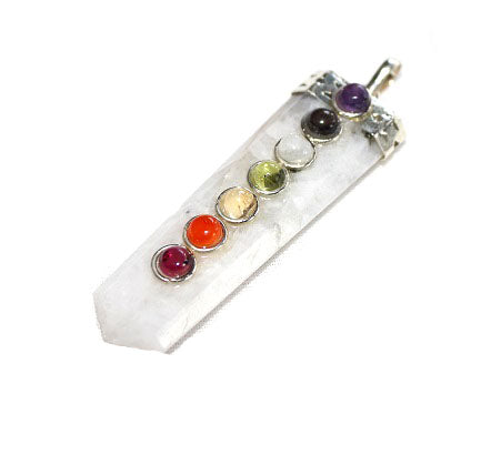 Flat Chakra Pendant - Rainbow Moonstone Flat Chakra Pendant - Rainbow Moonstone